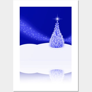 Winter Tree Night Scene Posters and Art